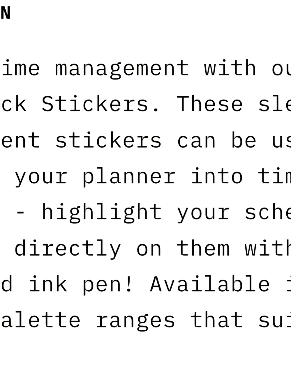 Cloth & PAPER- Time Block Stickers- Transparent